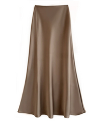 Lilli | Damen Elegantes Maxirock | Schwarz in Hellbraun