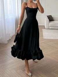 Valda | Damen Festliche Kleid | Midi in Schwarz