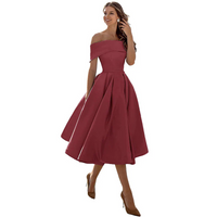 Avy | Damen Elegant Partykleid | Midi in Weinrot