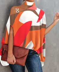 Joana | Damen Party Oberteil | Festlich in Weiß Orange Rot