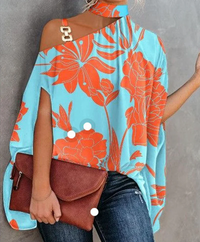 Joana | Damen Party Oberteil | Festlich in Blau-orange