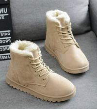 Thekla | Damen Flache Stiefeletten | Winterstiefel in Beige