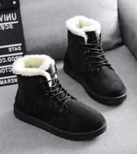Thekla | Damen Flache Stiefeletten | Winterstiefel in Schwarz
