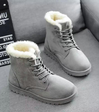 Thekla | Damen Flache Stiefeletten | Winterstiefel in Grau