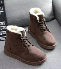 Thekla | Damen Flache Stiefeletten | Winterstiefel in Braun