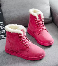 Thekla | Damen Flache Stiefeletten | Winterstiefel in Rosa
