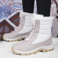 Sasha | Damen Gefüttert Schneestiefel | Schwarz in Beige