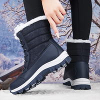 Sasha | Damen Gefüttert Schneestiefel | Schwarz in Blau