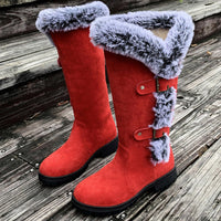 Hannah | Damen Gefütterte Kniehohe Stiefel mit Plüschbesatz in Rot