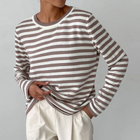Rhea | Damen Gestreifter Pullover | Langarm in Braun