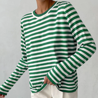 Rhea | Damen Gestreifter Pullover | Langarm in Grün
