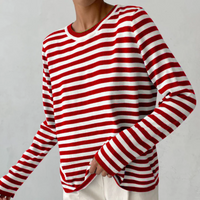 Rhea | Damen Gestreifter Pullover | Langarm in Rot