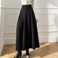 Dora | Damen Lange Faltenrock | Elegant in Schwarz