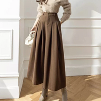 Dora | Damen Lange Faltenrock | Elegant in Braun