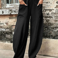 Evi | Damen High-Waist Hose | Loose Fit in Schwarz