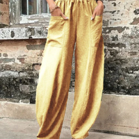 Evi | Damen High-Waist Hose | Loose Fit in Hellgelb