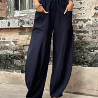 Evi | Damen High-Waist Hose | Loose Fit in Marineblau