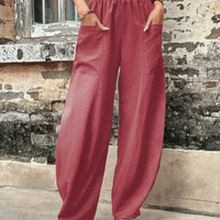 Evi | Damen High-Waist Hose | Loose Fit in Rosa