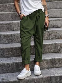 Nadine | Damen Baggy Hosen | Weit in Armeegrün