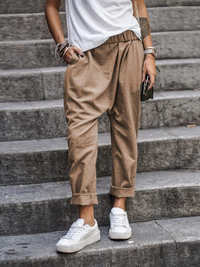 Nadine | Damen Baggy Hosen | Weit in Khaki