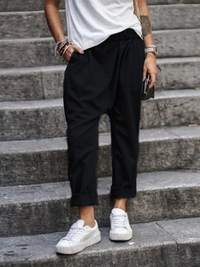 Nadine | Damen Baggy Hosen | Weit in Schwarz