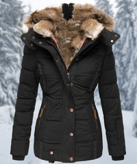 Yara | Damen Lange Winterjacke | Daunenjacke in Schwarz
