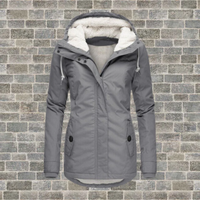 Vika | Damen Lange Winterjacke | mit Kapuze in Grau
