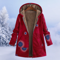 Helga | Damen Warme Winterjacke | Kapuze Mantel in Weinrot
