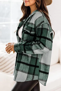 Una | Damen Karierte Strickjacke | Blau in Grün
