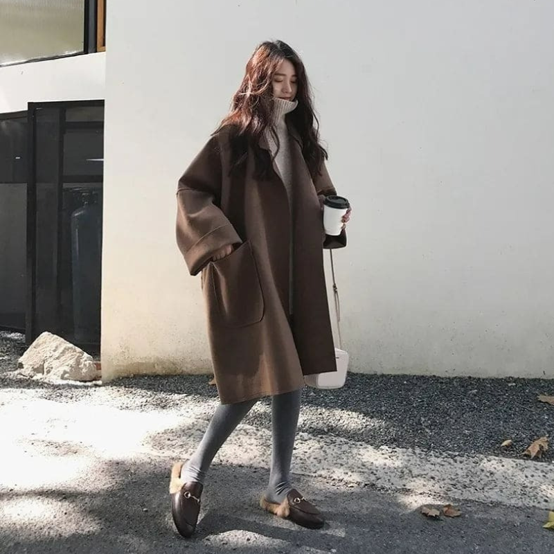 Damen klassischer Winter-Trenchcoat | Übergroß