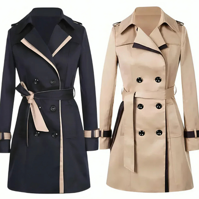 Damen klassischer Winter-Trenchcoat | Lang