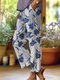 Anna | Damen Weite Hosen | Bequeme in Orchideenblau