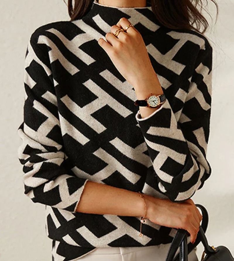 Faye | Damen Stehkragen Strickpullover | Elegante