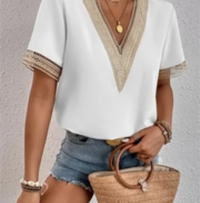 Malin | Damen Kurzarm Bluse | Modern in Weiß