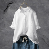 Priska | Damen Kurzarm Bluse | Festliche in Weiß