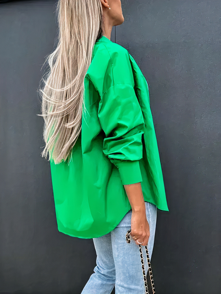 Damen lässige Bluse mit Knopfleiste | Langarm