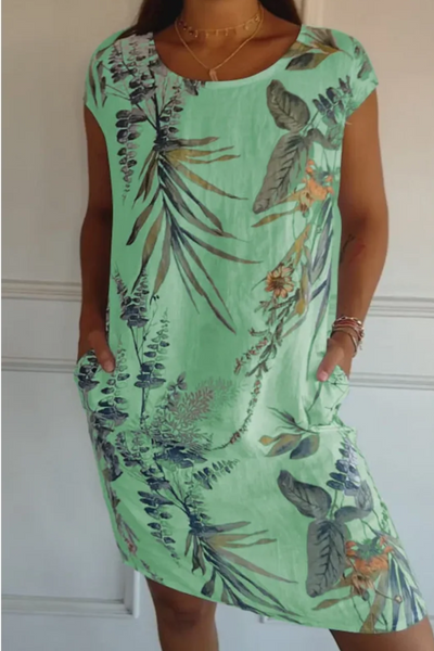 Damen lässiges geblümtes Kleid mit Taschen | Mini