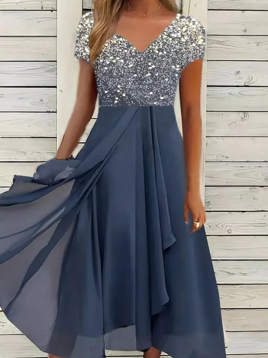 Damen lässiges Vintage-Blumenkleid | Midi