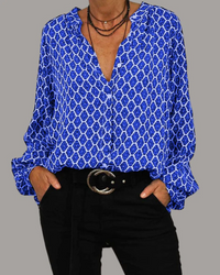 Yamina | Damen Langarm Bluse | Elegant in Blau