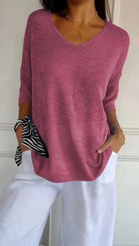 Ronja | Damen Langarm Shirt | Stricktop in Rosa