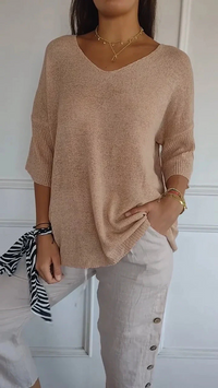 Ronja | Damen Langarm Shirt | Stricktop in Aprikose