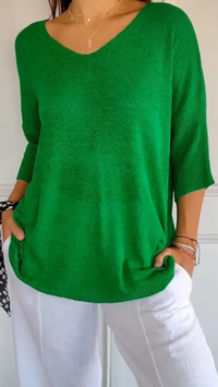 Ronja | Damen Langarm Shirt | Stricktop in Grün