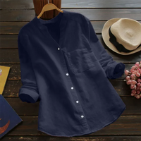 Mariele | Damen Langarm Hemd | Elegant Bluse in Dunkelblau