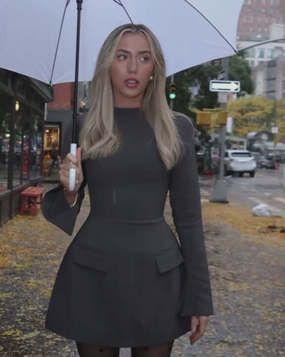 Rika | Damen Langarm Minikleid | Schwarz