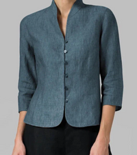 Helena | Damen Langarm Shirt | Elegant in Blau