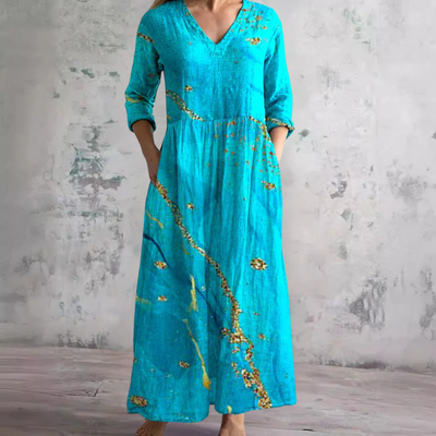 Langärmeliges florales Sommerkleid für Damen | Maxi