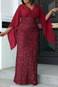 Atasha | Damen Lange Abendkleid | Maxi in Burgund