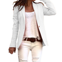 Beatrix | Damen Lange Blazerjacke | Blazermantel in Weiß