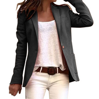 Beatrix | Damen Lange Blazerjacke | Blazermantel in Schwarz