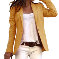 Beatrix | Damen Lange Blazerjacke | Blazermantel in Gelb
